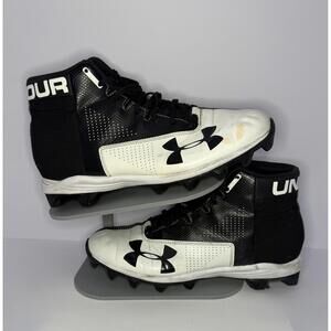 UNDER ARMOUR Football Cleats Black/White High Top Tie Men's Size 9